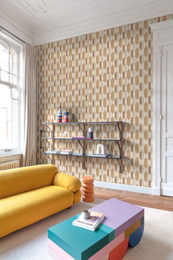 Brown-beige geometric pattern wallpaper, CU3109, Cumaru, Grandeco